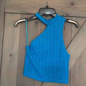 Zara blue cutout crop top